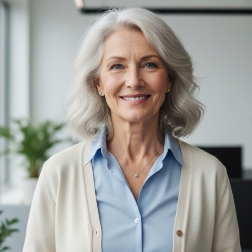 Portrait von Sabine Krüger, Rentnerin im Kundenservice in der aktiven Rente